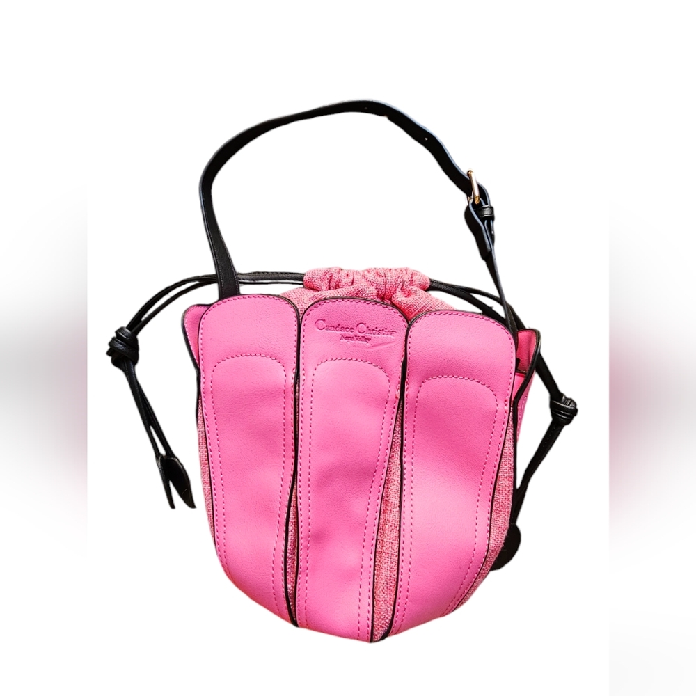 Candace Christian Nappa Valley hot pink leather‎ floral shaped busket/hand bag